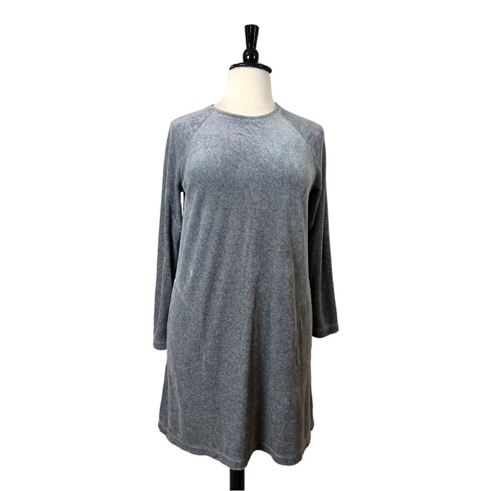 J. Jill Women’s Dress Pure Jill Tunic Velour Crew Neck Long Sleeves Gray Large